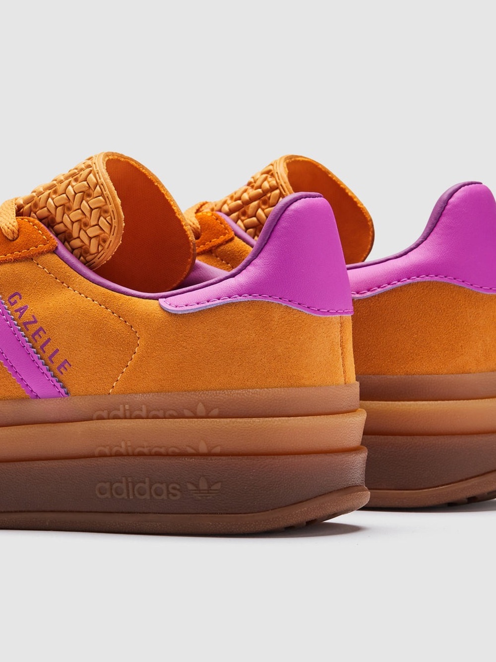 WOMEN'S ADIDAS ORIGINALS GAZELLE BOLD CASUAL SHOES - Flash Orange/Purple Burst - Picture 4 of 10